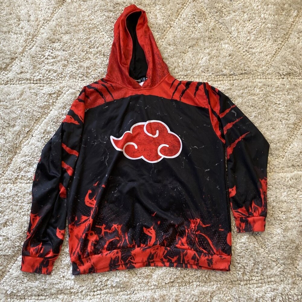 DYKHMILY Graphic Hoodie Mens Large Red Pullover Sweatshirt